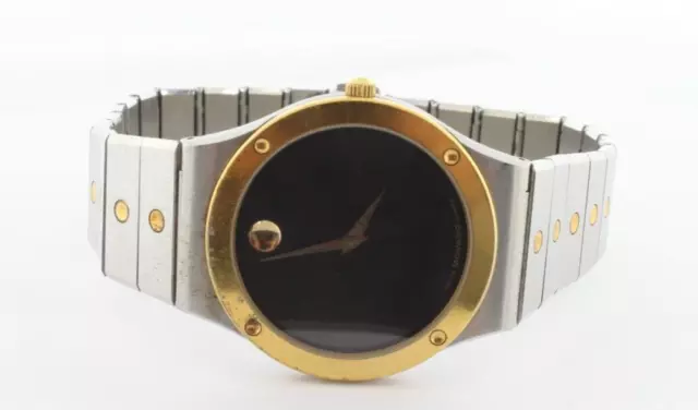 Men's MOVADO Museum Two-Tone Quartz Watch Black Dial 87.A2.876C, Silver & Gold