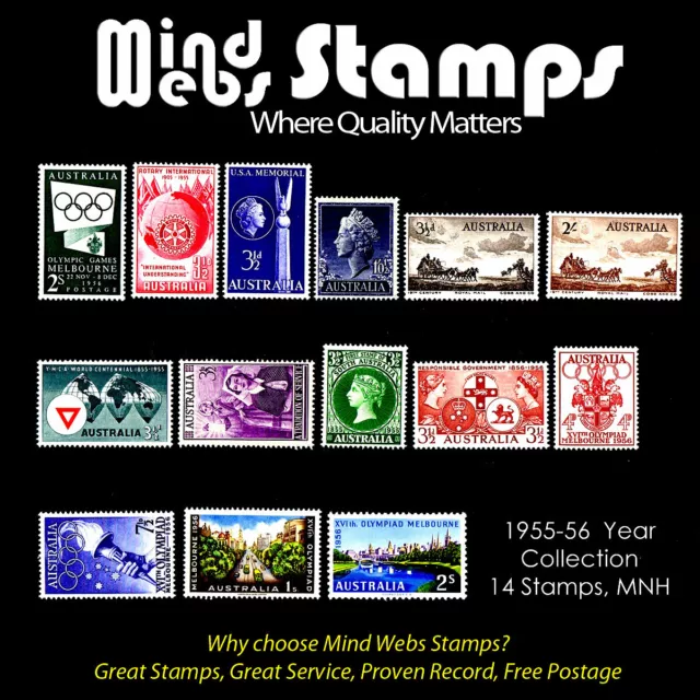 Australian Pre-Decimal Stamps 1955 -1956 Complete Simplified Year Set (14)  MNH