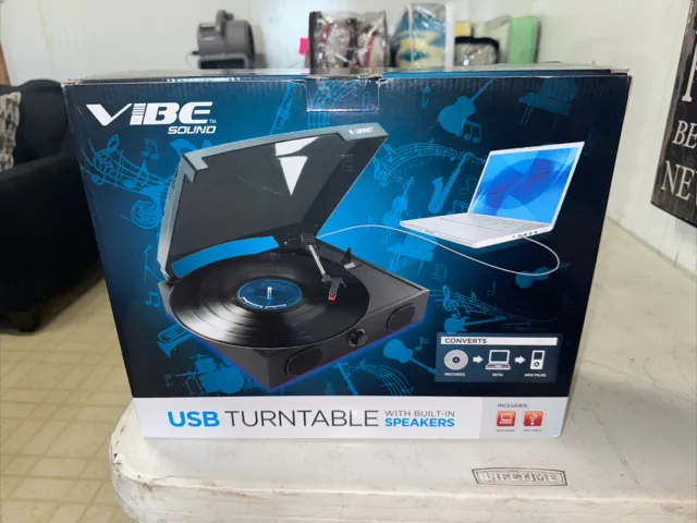 VIBE Sound USB Turntable Vinyl MP3 Audio Record Player Built in Speakers