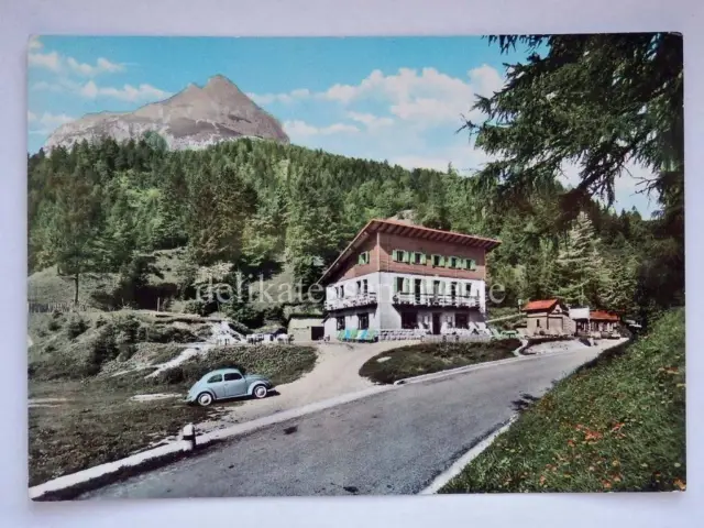 PASSO DELLA MAURIA ristorante Dolomiti Maggiolino VW Belluno vecchia cartolina