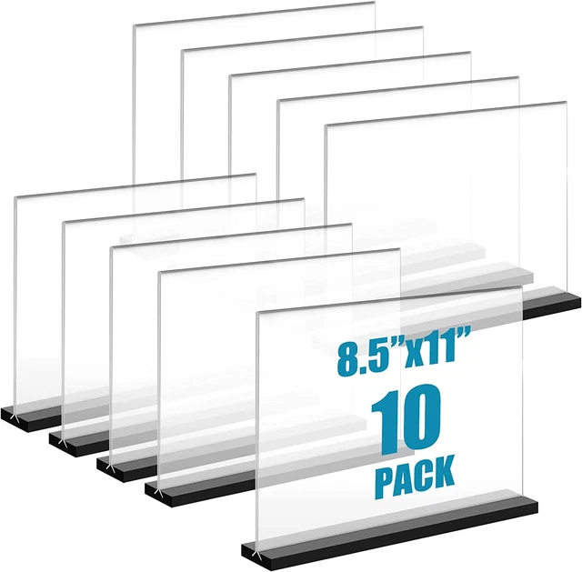 10 Pieces Acrylic Sign Holder 8.5 X 11 Inches Horizontal Clear Plastic Sign Hold