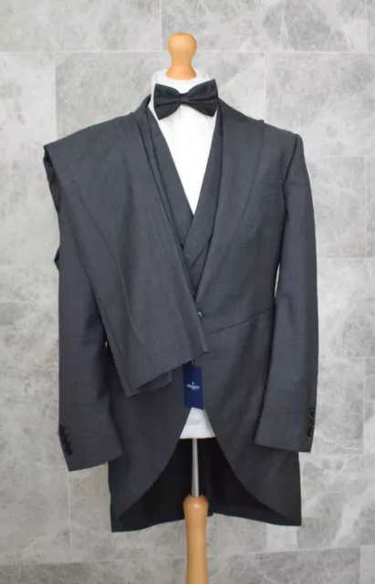 Nuovo abito da mattina Hackett 3 pezzi carbone £850 taglia 44/54 W38 matrimonio Ascot XL