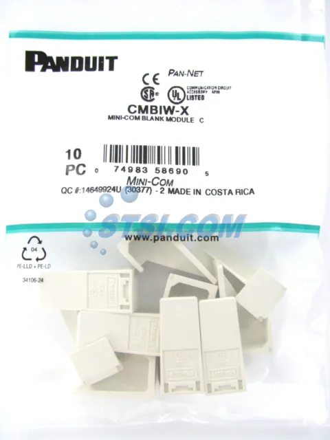 Panduit CMBIW-X Mini-Com Blank Module, 10-Pack, Off-White ~STSI