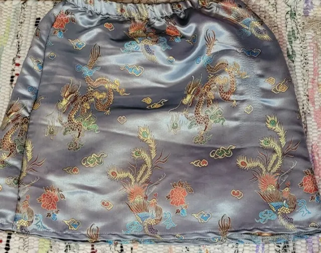 90s/y2k style Silver satin dragon pattern Skirt size 8 grunge fairy corset style