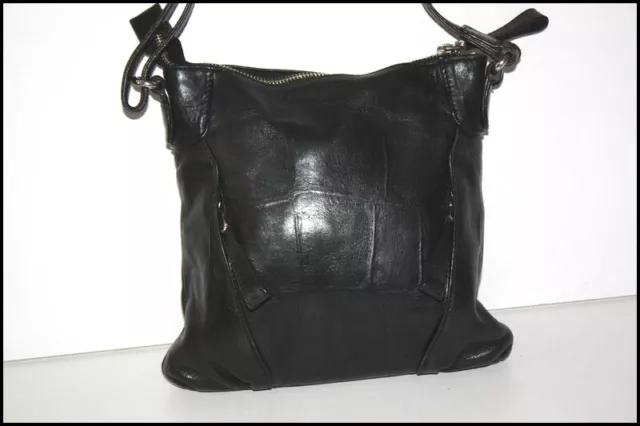 ARTHUR & ASTON  Petit Sac Pochette Cuir Noir Porté Epaule TBE