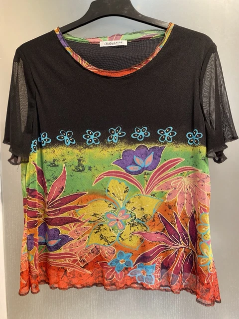 Magnifique Haut ou Tee Shirt & Strass - Christine Laure - Taille 4 - TBE