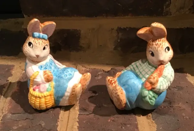 Vintage Set of Easter Bunny Rabbits 3.5" Salt and Pepper Shakers