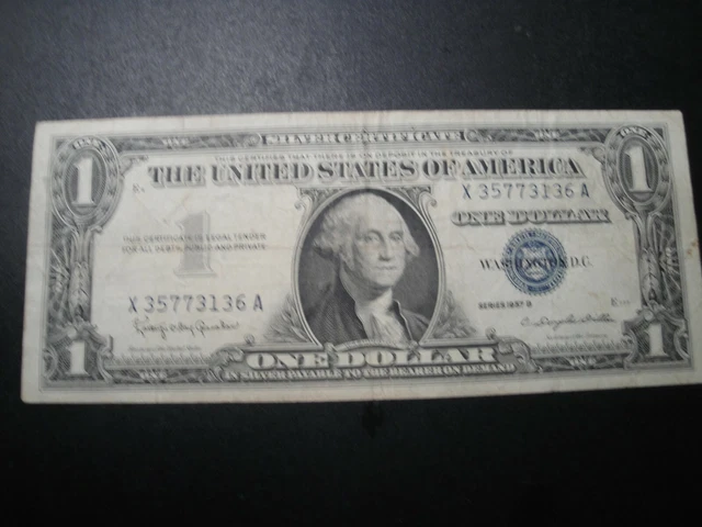 (1) $1.00 Series 1957-B Silver Certificate XF Circulated Condition