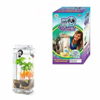 Self Cleaning SMALL FISH TANK Aquarium Complete Kit with Light Gravity Clean UK