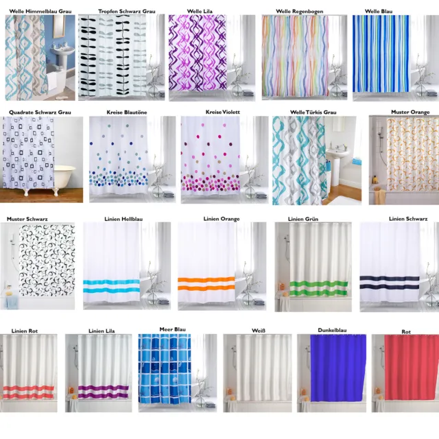 Duschvorhang Textil 240 180 200 x 200 und 180 x 180  12 Haken hochwertig Auswahl