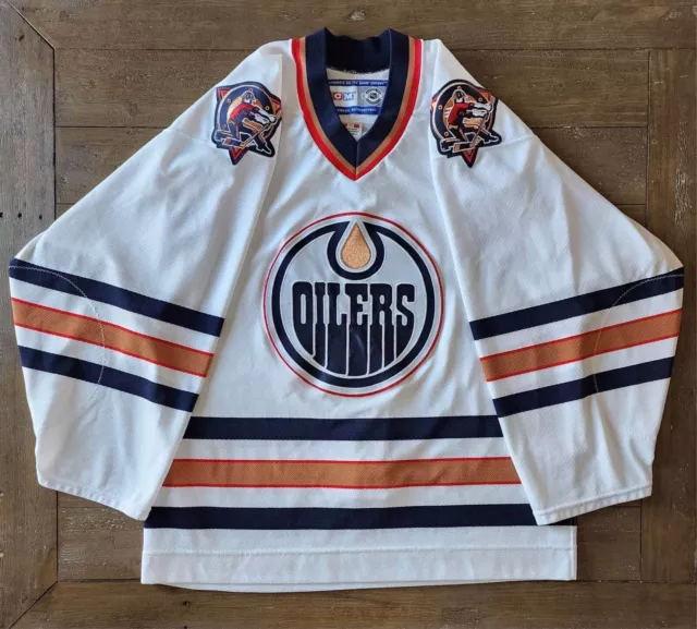 RARE VTG Edmonton Oilers Authentic CCM Jersey Mike Comrie Sz XL Blue NHL LE  Gold