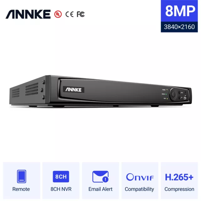 ANNKE 4K 8MP 8CH PoE NVR Video Recorder for CCTV Security Camera System