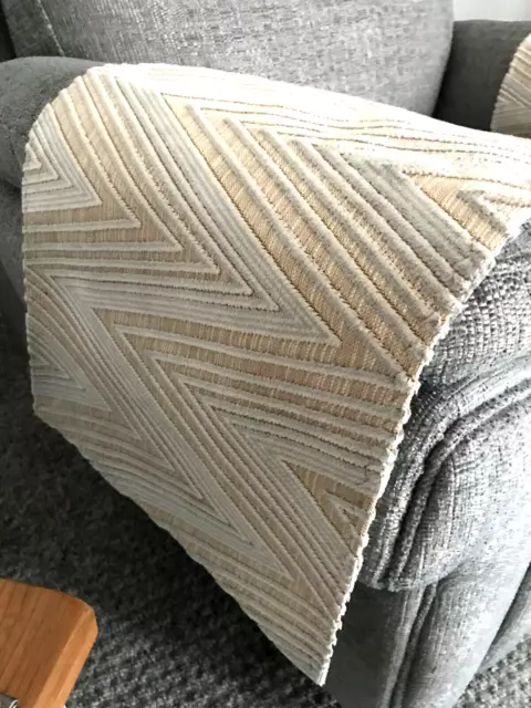 LUXURY x1  Chair Arm Back Cover Antimacassar Sofa Armchair EGG SHELL CHEVRON B