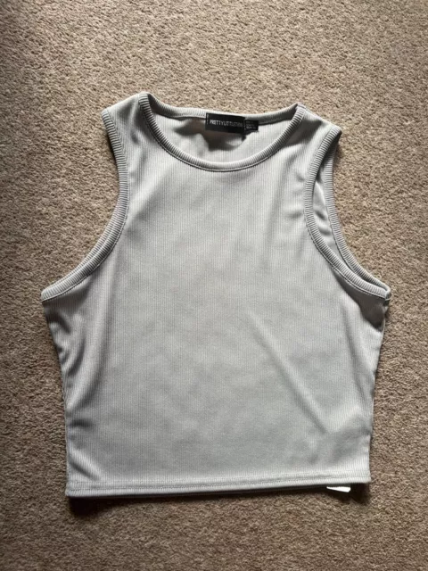 PrettyLittleThing Ladies Grey Racer Back Top Size UK 10