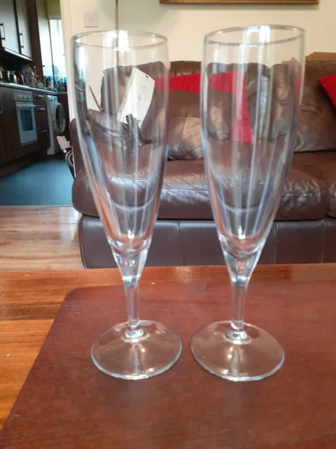 Set of Two Marks & Spencer Nouveau Champagne Flute Glasses ~ 210 mm H
