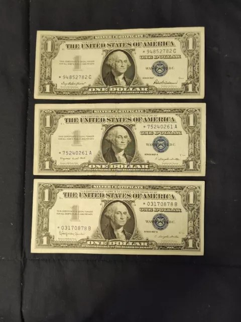 Silver Certificates Star ⭐ Note ,lot, set of 3  1957, 1957A ,1957B