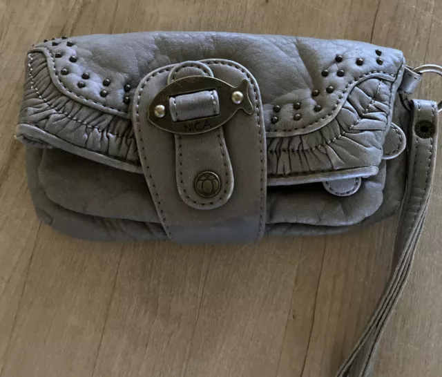 NWT Nica London Sea Breeze Rowan Studded Fish Wristlet Clutch Bag Distressed