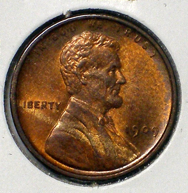 1909 Vdb 1C Lincoln Head Cent Wheat Penny Coin Beautiful Red Brown Piece