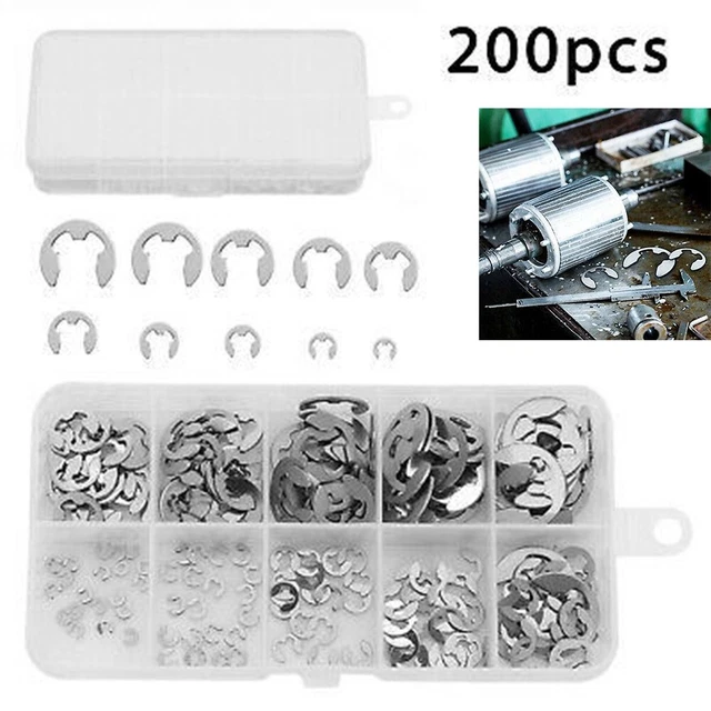 Accessoires E-Clip Circlip Kit 200 pièces arbre électrique attaches industriel