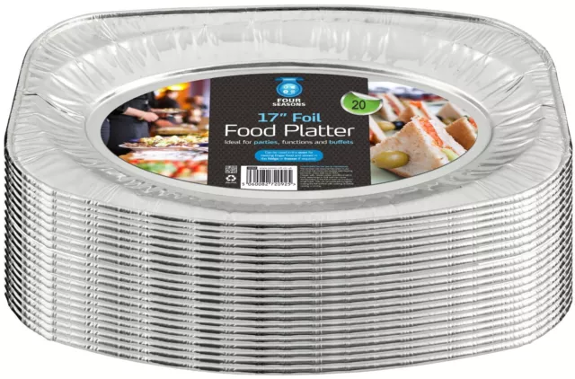 Disposable Aluminium Catering Serving Party Foil Platters 17" Inches Pack of 20