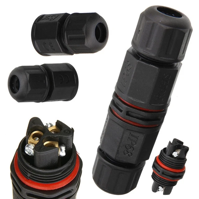 Connecteur prise noire 1 pièce IP67 2 broches 3 broches extérieur étanche bou