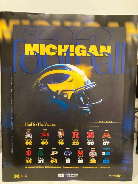 UNIVERSITY OF MICHIGAN WOLVERINES 2023 FOOTBALL POSTER SCHEDULE 20" x 25" - NEW