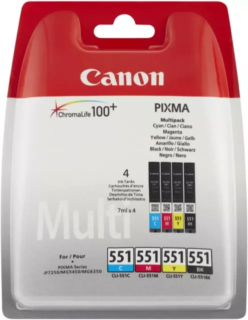 Canon CLI-551XL CMYK rendement élevé, multipack, cartouche d'encre authentique