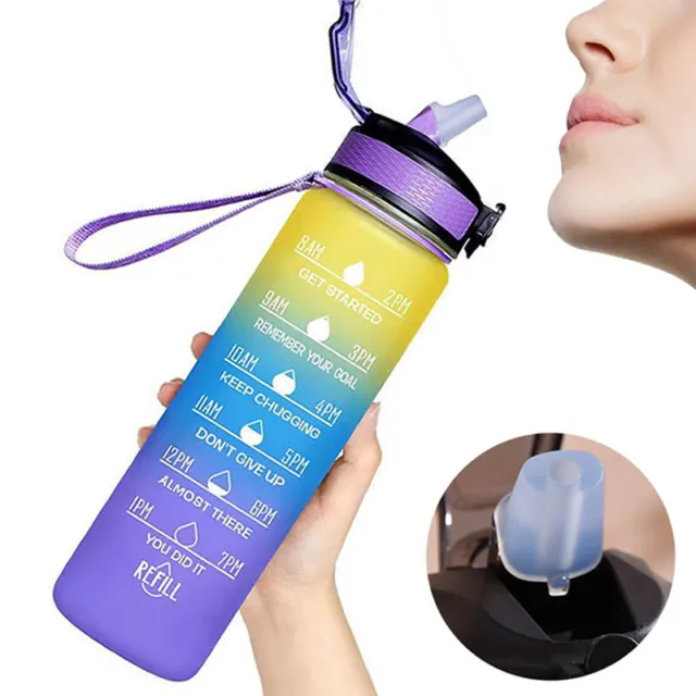 1L Trinkflasche Wasserflasche Gym Sport Travel mit Strohhalm BPA frei Tasse XMAS