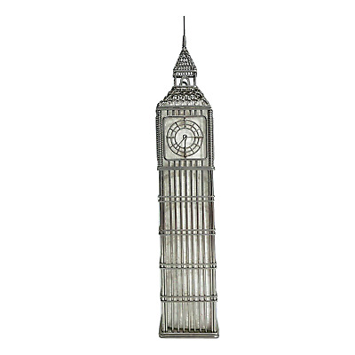 12" Big Ben London England Modern Wire Architectural Metal Replica Statue Travel
