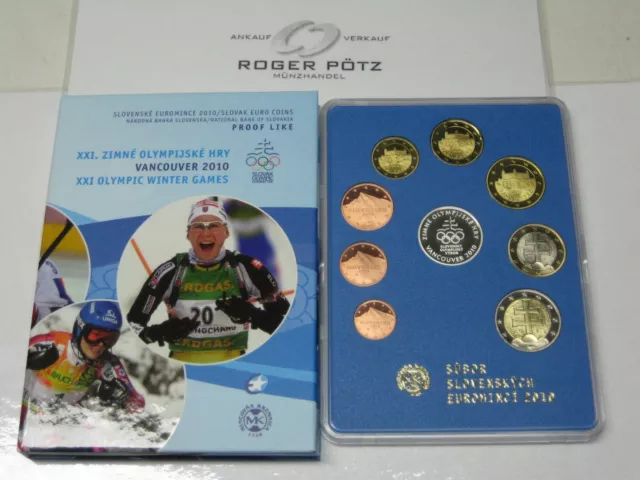 3,88 Euro 2010 KMS Kursmünzensatz Olympiade Vancouver mir Silbermedaille PP