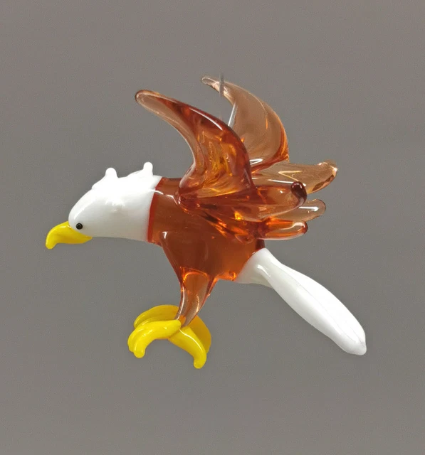 9912147-x Vetro Figura Weißkopf-adler Braun per Blocco 5x5cm Soffiato Bocca