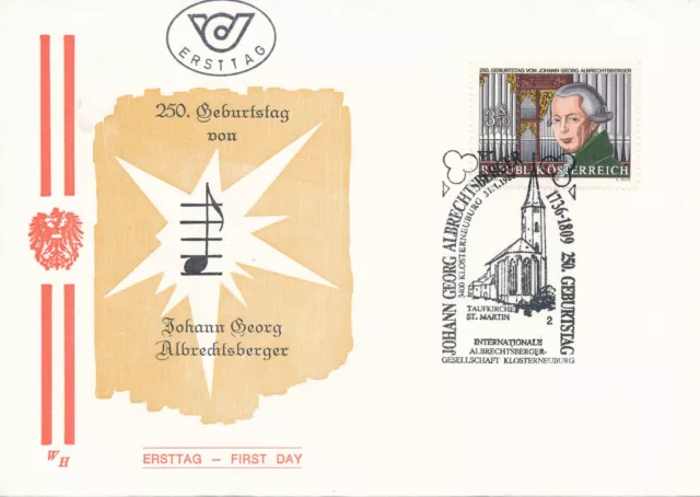 Ersttag 1986:  250. Geburtstag von Johann Georg Albrechtsberger     (120D)