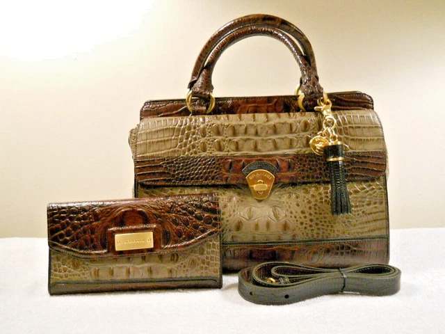 NWOT BRAHMIN Samantha Misty Smoke Tri Color Handbag & Checkbook Wallet Set