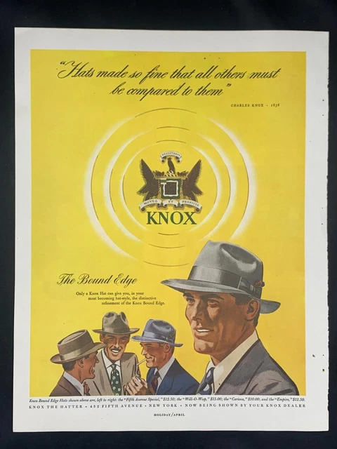 Magazine Ad* - 1949 - Knox Hats