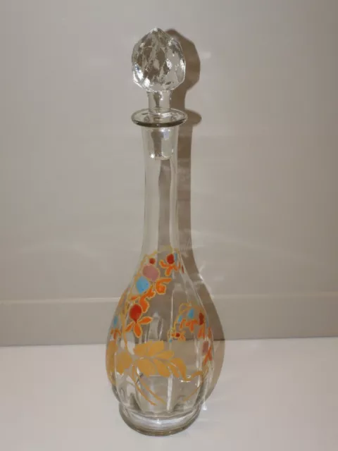 *JOLIE ANCIENNE CARAFE VERRE Soufflé Email épais LEGRAS MONTJOIE COLLECTION  D
