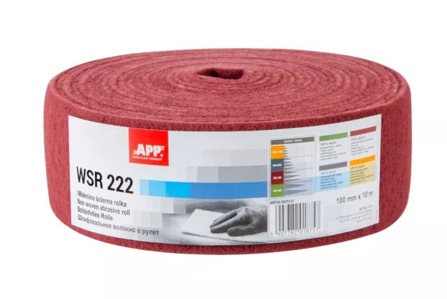 APP 06ZR210 WS 222 Schleifvlies Rolle mittelkörnig rot 100 mm x 10 m | Vlies Sch