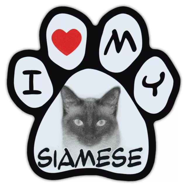 Picture Cat Paw Shaped Car Magnet - Siamese - Bumper Sticker Decal