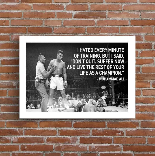 Inspirierendes Zitat Muhammad Ali Boxen Sport Druck Poster Wandkunst Bild A4 + 3