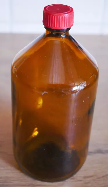 Braunglasflasche Apothekerflasche mit Verschlusskappe 1000 ml 1 L