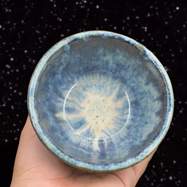 Multicolor Drip Glaze Pottery Bowl Dish Hand Made Ceramic Marked 2.5”Tall 4.5”W 2