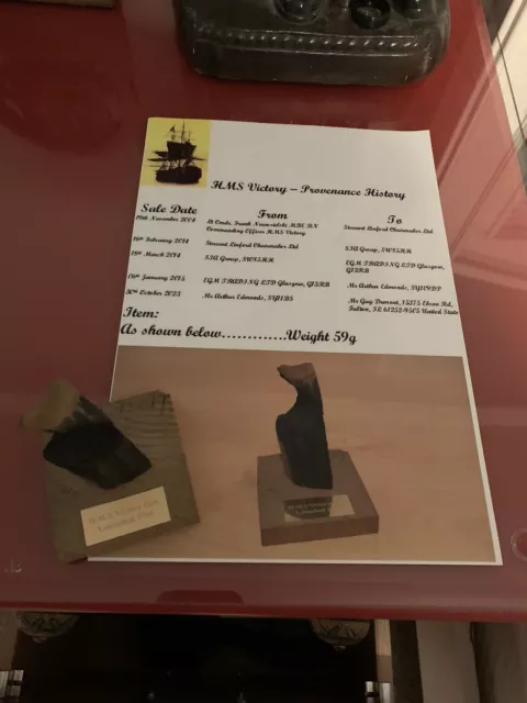 HMS Victory Reclaimed Wood On Stand With Plaque