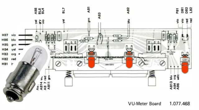 Ampoule des Vu-Mètres et du Voyant Power pour Revox A77 Ref 51.02.0104 36v 50mA