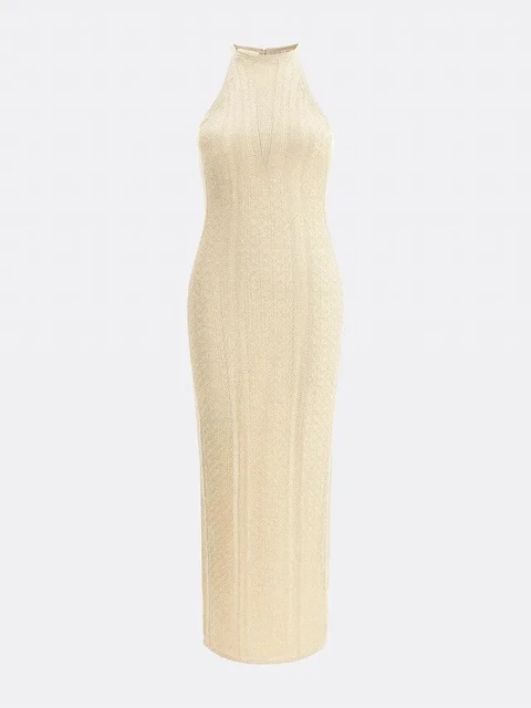 Guess Abito Tubino In Maglia Oro Melange