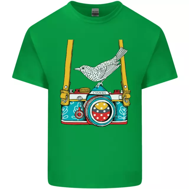 T-shirt top fotocamera con un fotografo di uccellini fotografia da uomo cotone 12