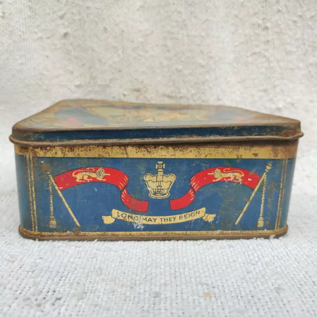 1940s Vintage King George Reine Elizabeth Britannia Biscuit Tinbox England TB646 3