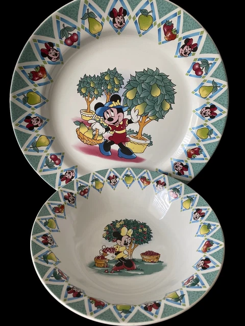 Disney Minnie Mouse Jardín Fruta NUEVO 12,25"" Plato de chuleta y Juego de Tazón para Servir de 9,25