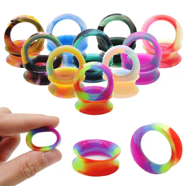 Coloré Silicone Flexible d'oreille Piercing Flesh Tunnel Ear Plug 6-20mm