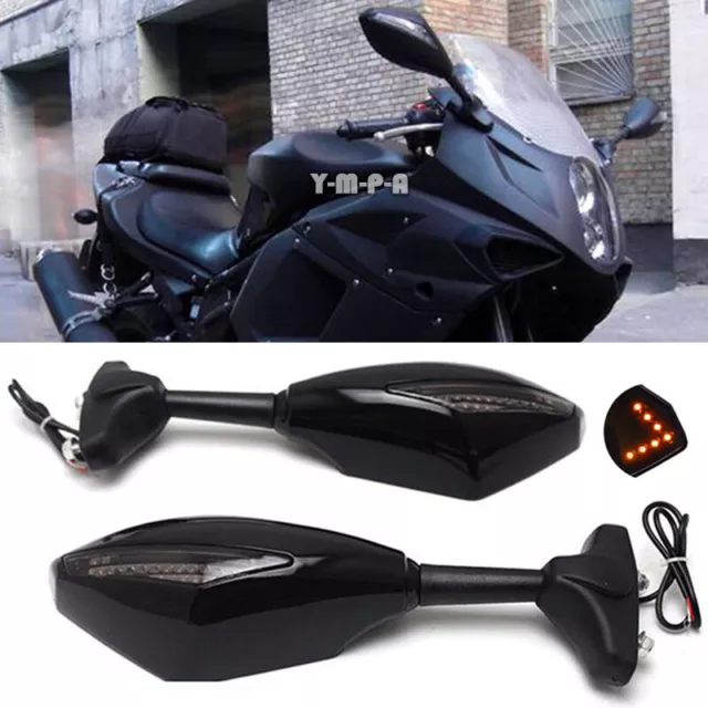 Led Turn Signals Integrated Indicator Rearview Mirrors For Hyosung Gt250R Gt650R