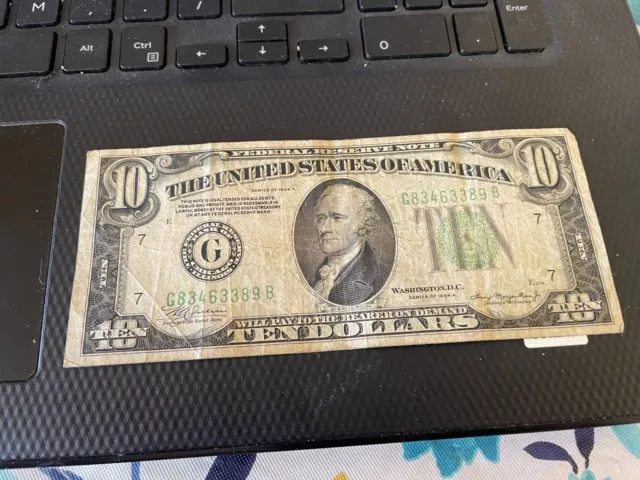 1934A $10 TEN Dollar USA Federal Reserve Note Old Bill Money FRN Green Seal