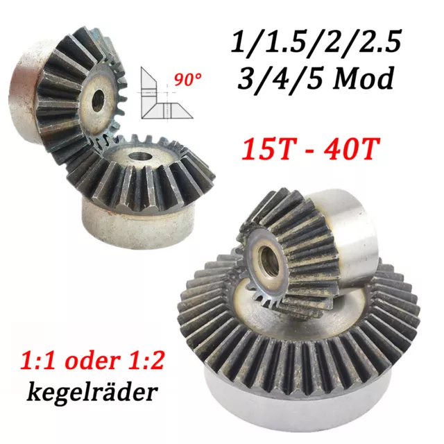 1/1.5/2/3/4/5 Mod Bevel Gear 15-40T Transmission Gears Bevel Teeth 90° 45# Steel